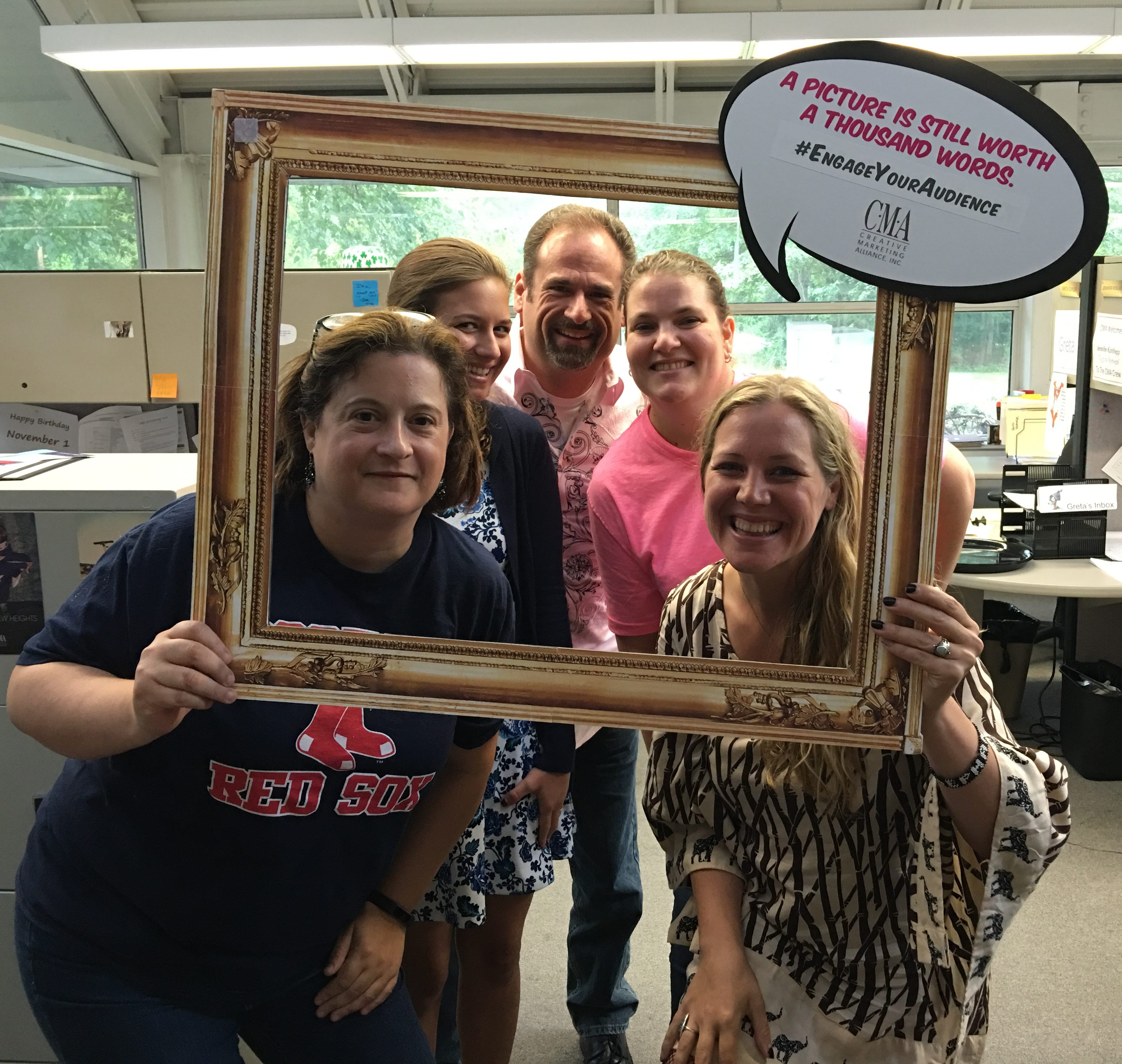 The CMA PR team shares a funny moment with Casey Parrett, who worked with the team throughout her internship at CMA.